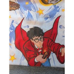 VTG HTF Harry Potter Quidditch Twin size Blanket W/Satin Binding